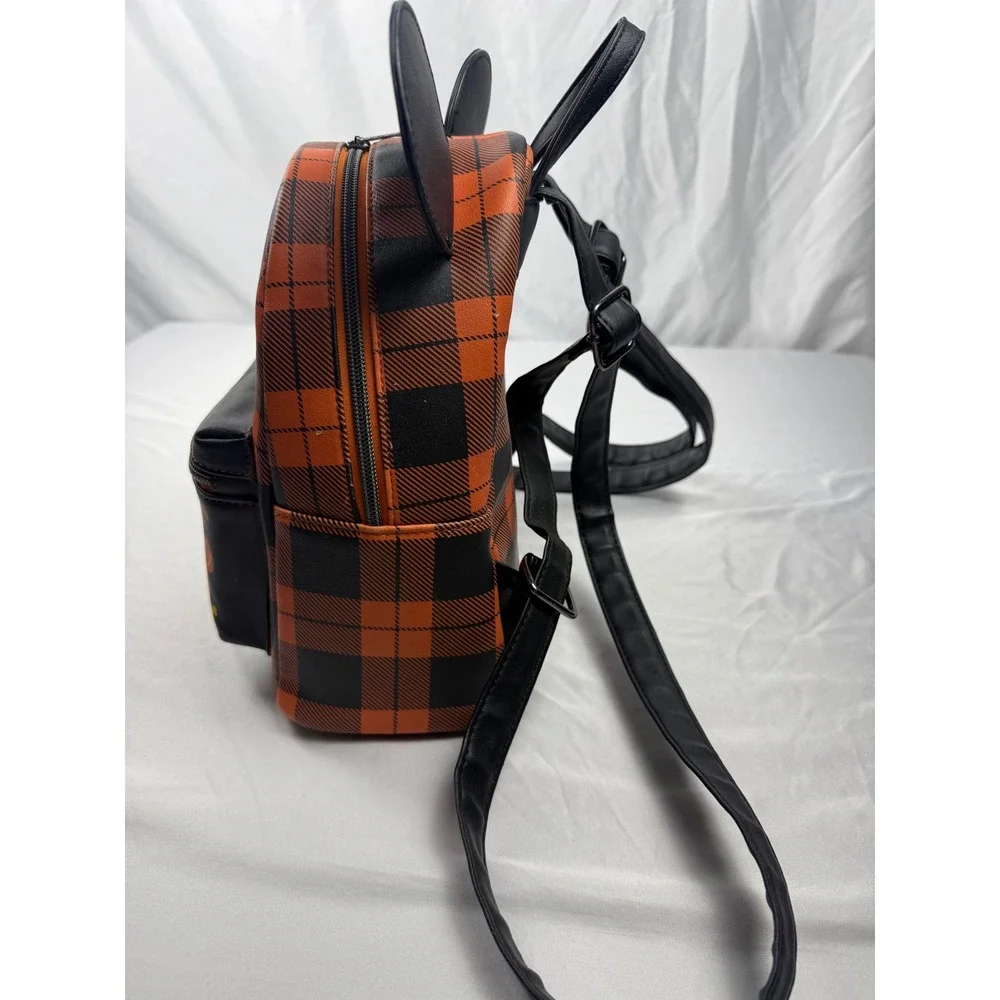 Disney Loungefly Halloween Mickey Mouse Ghost Pumpkin Buffalo Plaid Mini Bag